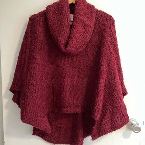 Burgundy cowl neck cape sweater